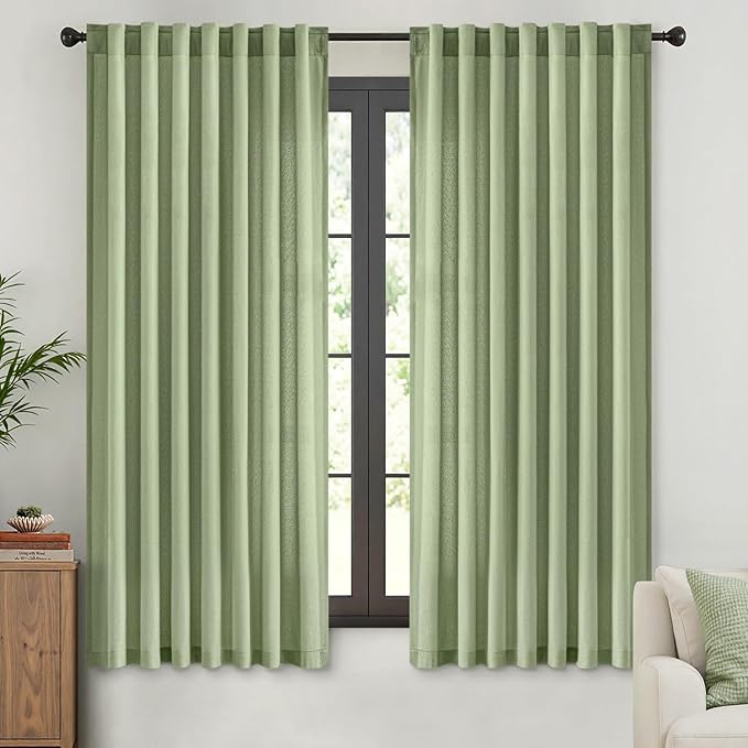 MIULEE Sage Green Thermal Insulated Curtains 63 Inch Long 2 Panels Set - Image 9