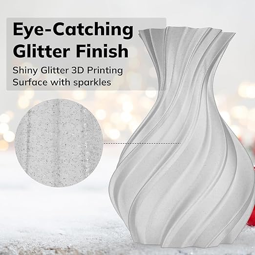 AMOLEN 2kg PLA Pack Glitter Gold & Glitter Silver 3D Printer Filament 1.75mm - Image 7