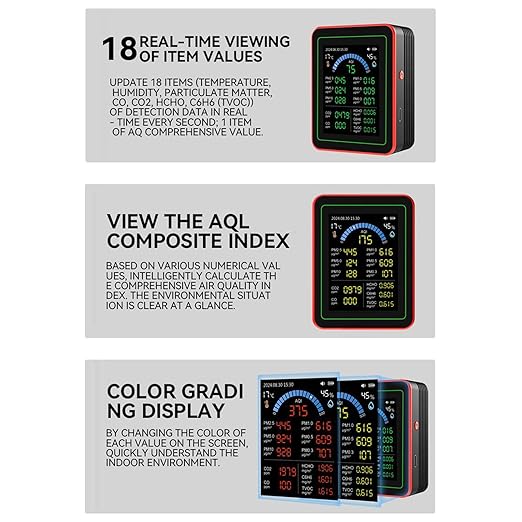 18 in 1 Air Quality Monitor Weytoll Smart Air Quality Tester Temperature and - Image 8