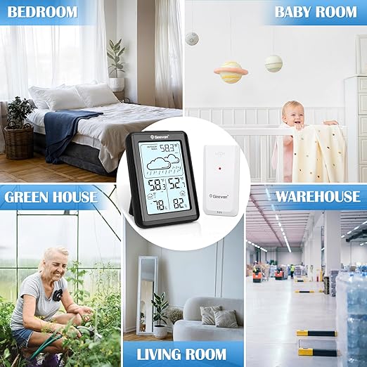 Geevon Indoor Outdoor Thermometer Wireless 200ft/60m, Digital Temperature - Image 7