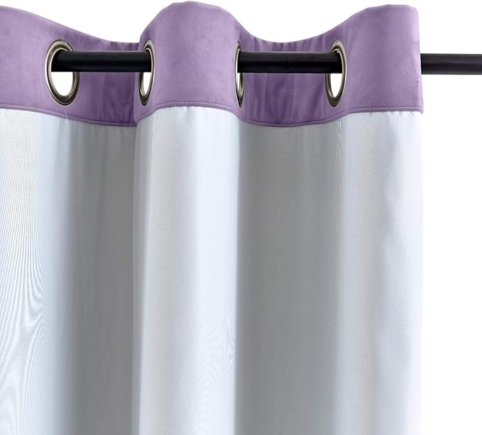 ChadMade Blackout Lined Premium Velvet Curtain Voilet 100Wx108L Inch, Eyelet - Image 3