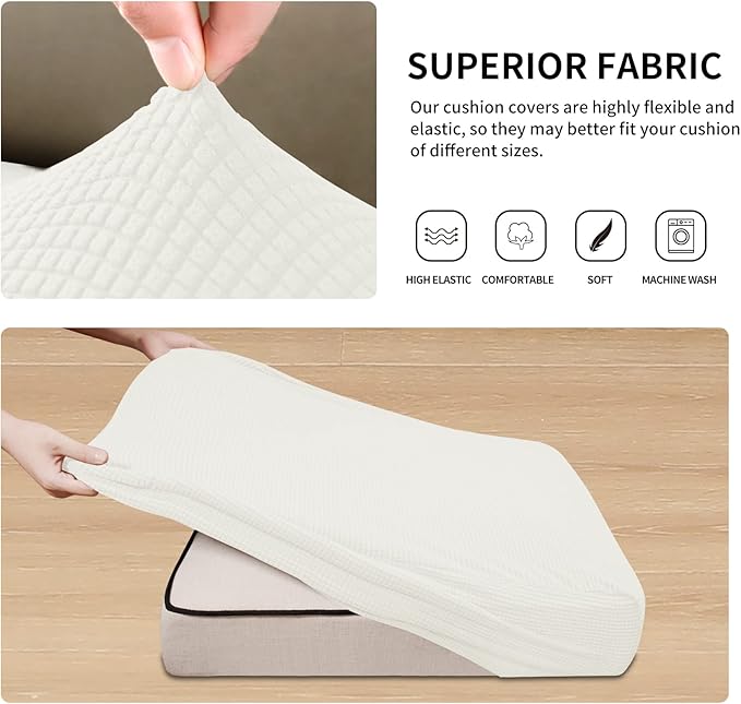 Easy-Going Stretch 4 Pieces Couch Cushion Covers - Image 4