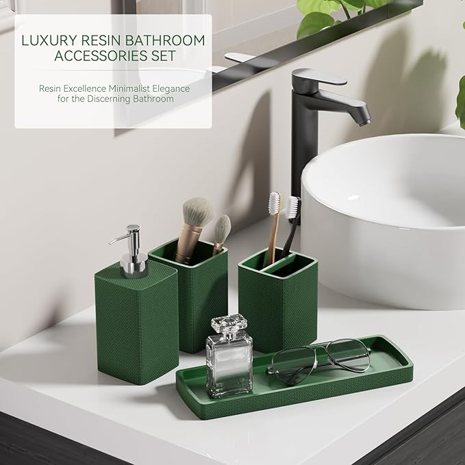 Green Bathroom Set, Dark Green Bathroom Accessories Set - Image 6