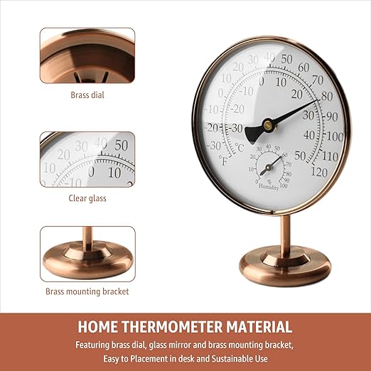 4-Inch Indoor Thermometer and Humidity Gauge, Room Analog Temperature and - Image 6