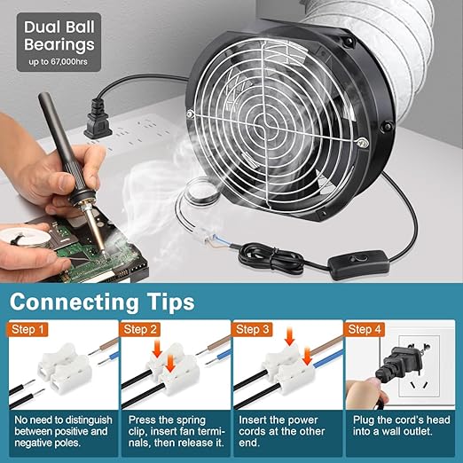 GDSTIME Axial Fan 17251, 110V 120V AC 172mm x 150mm x 51mm Dual Ball Bearing - Image 5