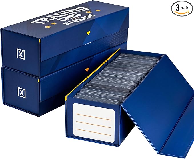 Easy Fold Trading Card Storage Box Magnetic Lid | Toploader Storage Box Fits by HOMEXPRO