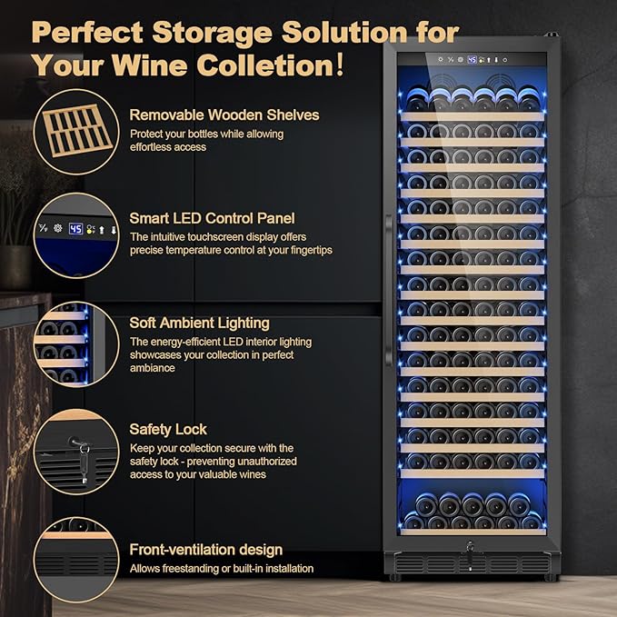 Upgraded 190 Bottles Wine Cooler Refrigerator, 24 Inch Wide Wine Fridge - Image 3
