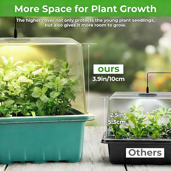 Seed Starter Tray with Grow Light, Covers Height 3.9", Indoor Seedling Starter - Image 3