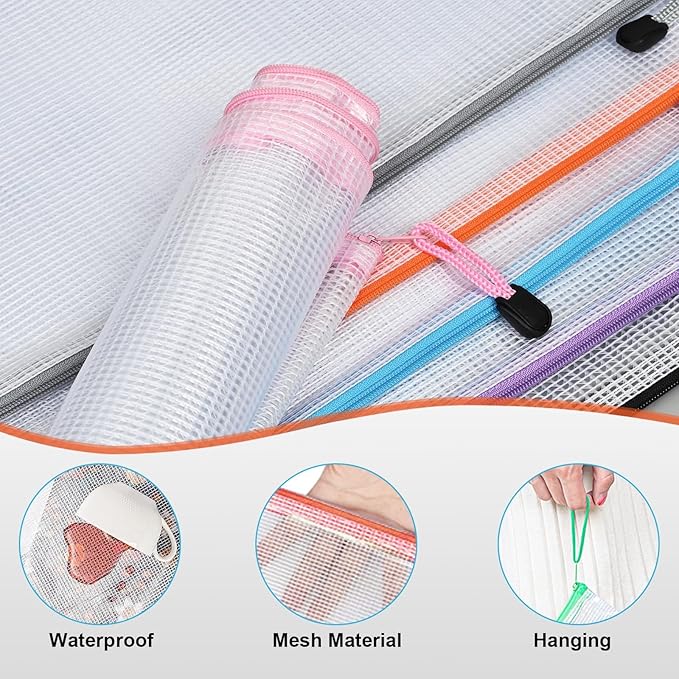 12 Pack A3 Mesh Zipper Pouch Bags, Waterproof Zipper Pouches - Image 2