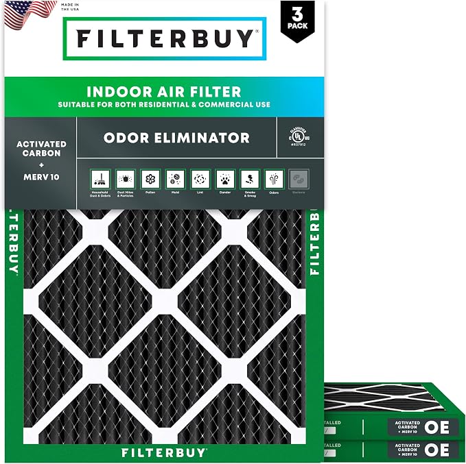 Filterbuy 24x30x1 Air Filter MERV 10 Odor & Allergy Defense by Filterbuy