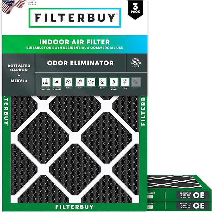 Filterbuy 15x20x1 Air Filter MERV 10 Odor & Allergy Defense by Filterbuy