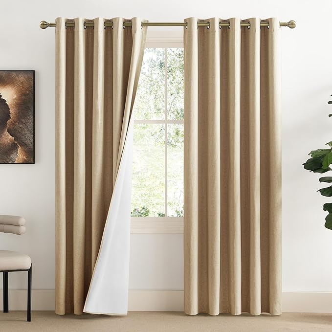 NICETOWN 100% Absolutely Blackout Linen Curtains by NICETOWN