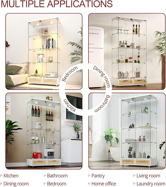 Yoluckea 4 Tier Glass Display Cabinet - Image 6