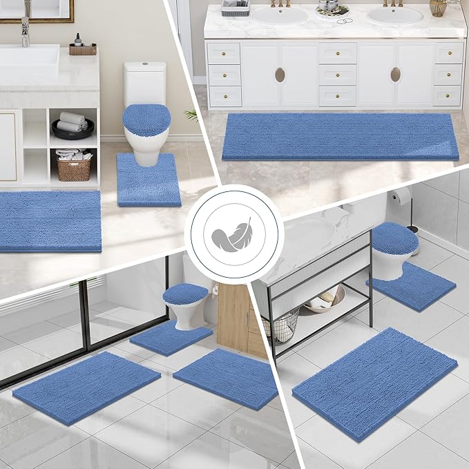 Smiry Luxury Chenille Bathroom Rugs 24x16, Extra Soft and Absorbent Shaggy Bath - Image 7