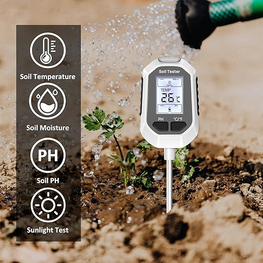 4-in-1 Soil Moisture Meter, Digital Plant Temperature/Soil Moisture Test & PH - Image 7
