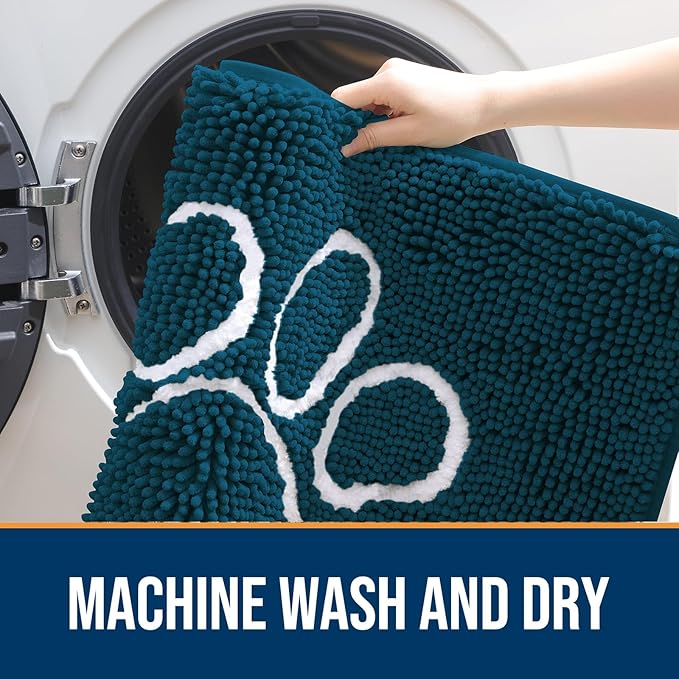 OLANLY Dog Door Mat for Muddy Paws 35x24, Paw Print Design, Absorbs Moisture - Image 5