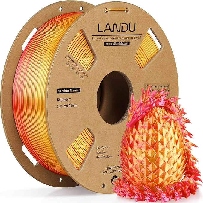 LANDU Silk Dual Color PLA Filament 1.75mm 1KG, 3D Printer Filament Dimensional by LANDU