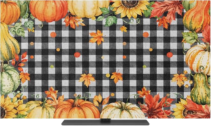 Thanksgiving Autumn Orange Pumpkins Indoor TV Cover, Elastic TV Screen by Unknown
