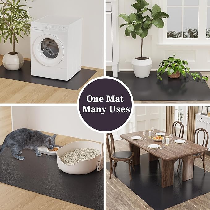3'×5' Black Floor Protector for Home, Waterproof No Spill Vinyl Floor Desk Mat - Image 7