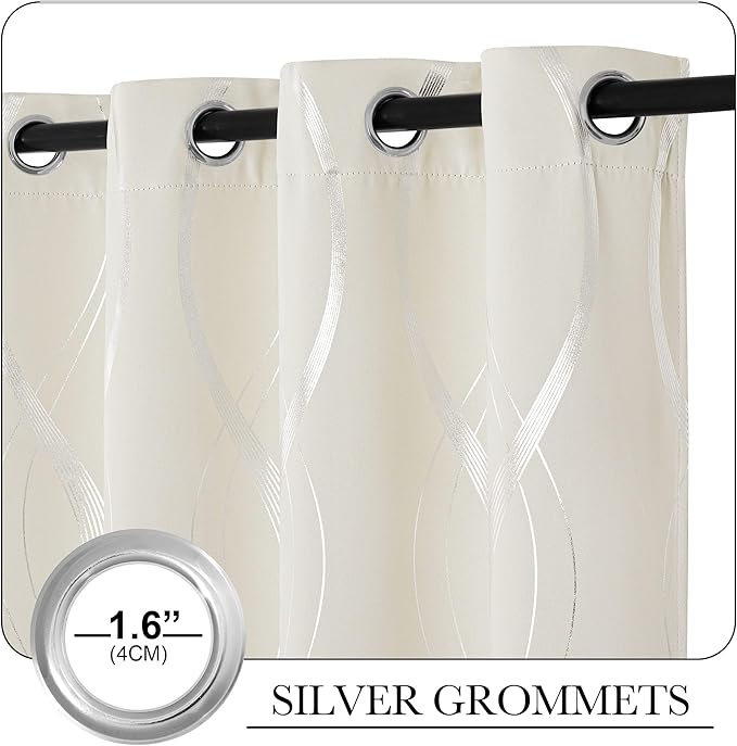 NICETOWN Beige Kitchen Curtains Small Blackout Panels 34 by 54 Inch, Window - Image 3