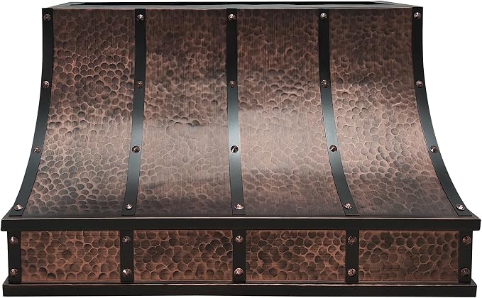 CT Copper Tailor Sloped Copper Vent Hood Wall Mount, 1260 CFM Exhaust Fan by CTCopperTailor