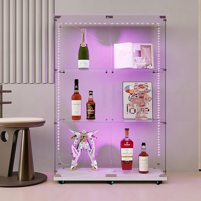 Yoluckea 3 Tiers Glass Display Cabinet - Image 5