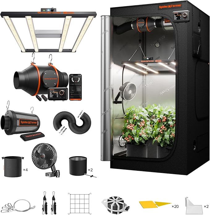 Spider Farmer G3000 Grow Tent Kit Complete 3x3x6ft, 300W Dimmable Bar Style LED by SpiderFarmer