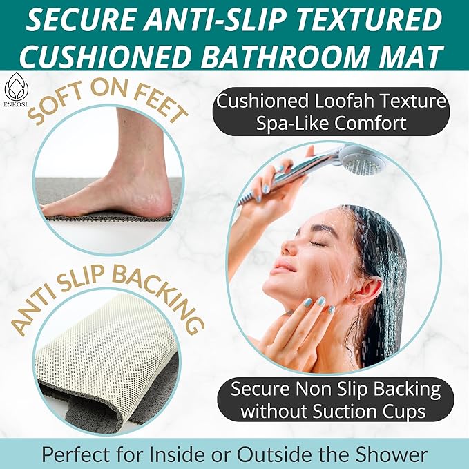 ENKOSI Loofah Non-Slip Shower and Bath Mat - Image 2