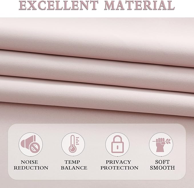 DONREN Pastel Pink Room Darkening Curtains - Image 4
