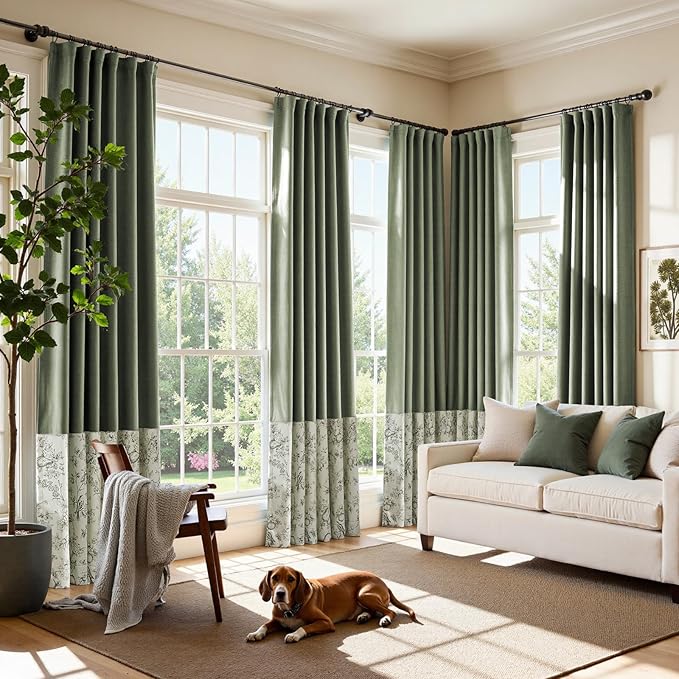 jinchan Faux Linen Blackout Curtains 96 Inch Length by JINCHAN
