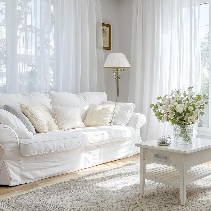 Dreaming Casa White Sheer Curtains 84 Inches Long, Rod Pocket & Back Tab Light - Image 9