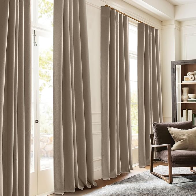 RYB HOME 100% Blackout Flax Linen Curtains, UV Protection Drapes - Image 2