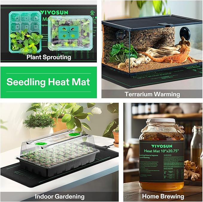 VIVOSUN 2 Pack Durable Waterproof Seedling Heat Mat 10" x 20.75" UL & - Image 6