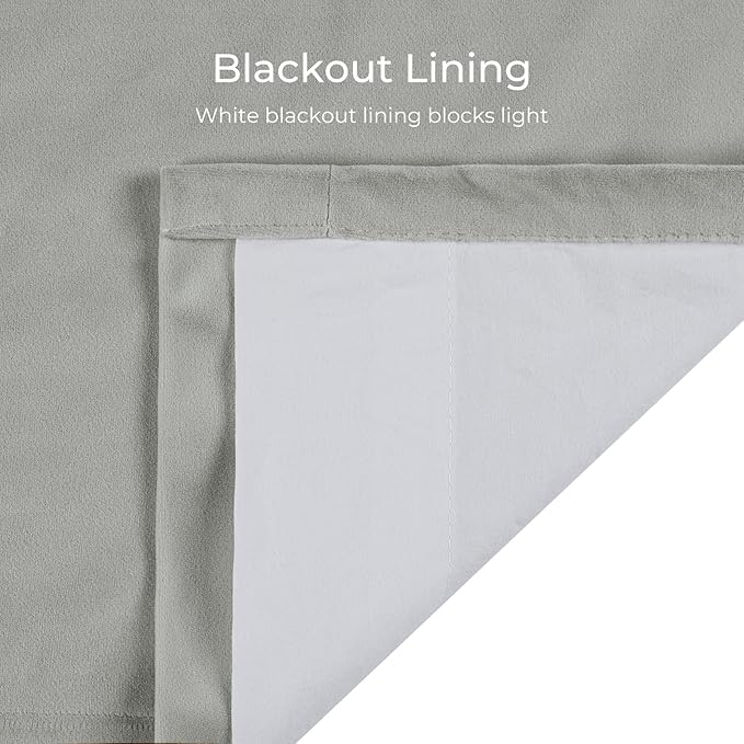 TWOPAGES Luxury Velvet Curtain Pinch Pleated Neutral Gray Curtain 96 inch Long - Image 4