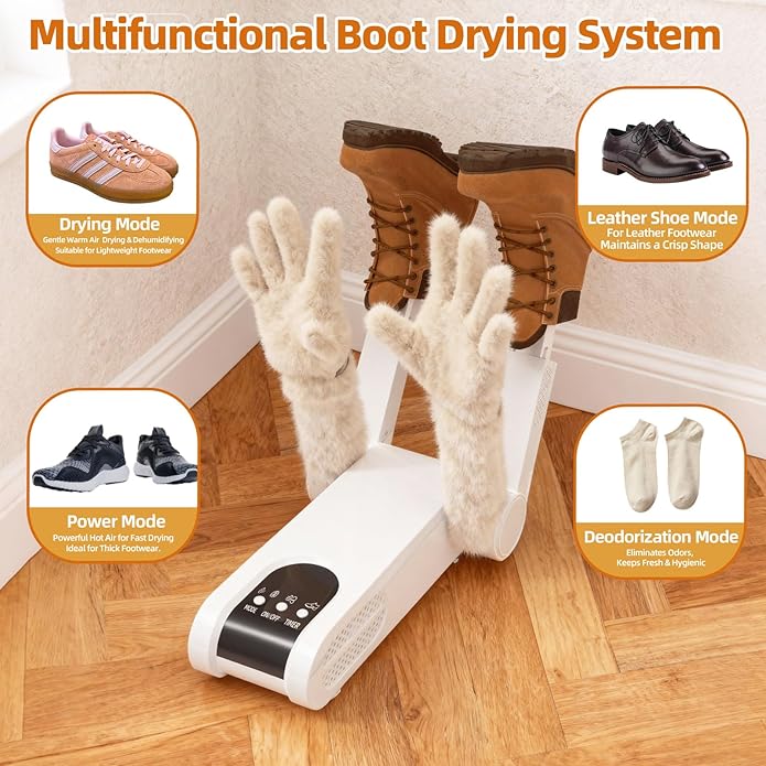 Boot Dryer for Work Boots, Electric Shoe Dryer 4 Drying Ports, Adjustable - Image 5