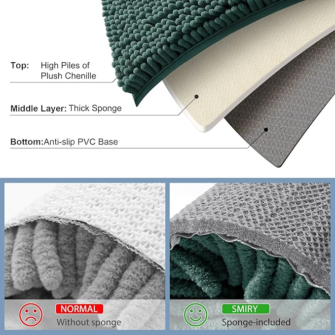Smiry Luxury Chenille Bathroom Rugs 40x32, Extra Soft and Absorbent Shaggy Bath - Image 5