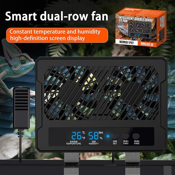 Reptile Fan & Terrarium Dehumidifier – Smart Dual-Row Humidity Fan - Image 5