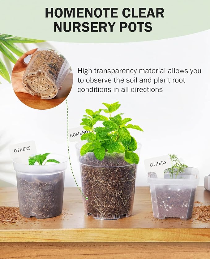 homenote Clear Nursery Pots for Plants, 4 Inch Plant Pot for Planting Plastic - Image 6