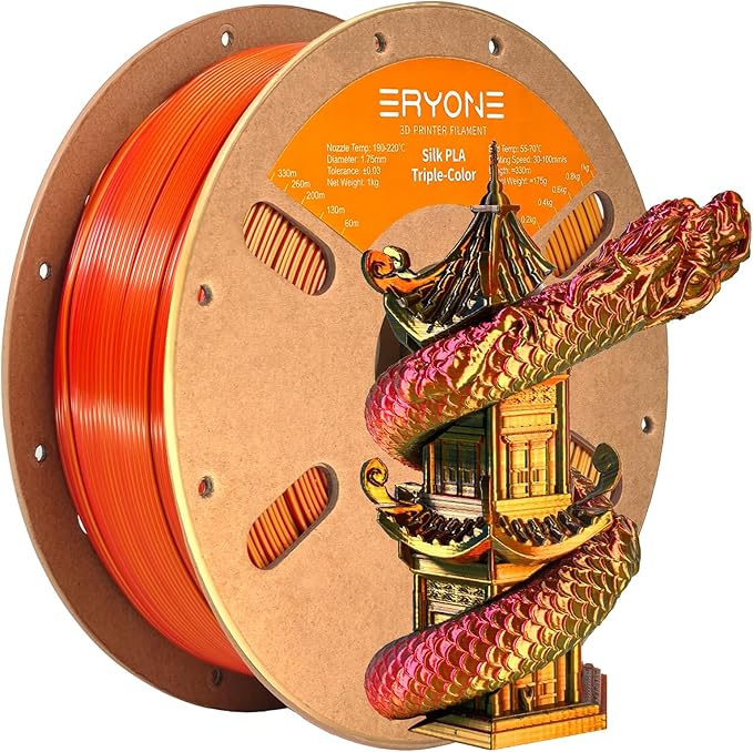 ERYONE Silk Tri Color PLA Filament 3D Printer 1.75mm +/- 0.03mm by ERYONE