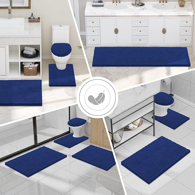 Smiry Luxury Chenille Toilet Rugs U-Shaped 24x20, Soft Absorbent Non-Slip - Image 7