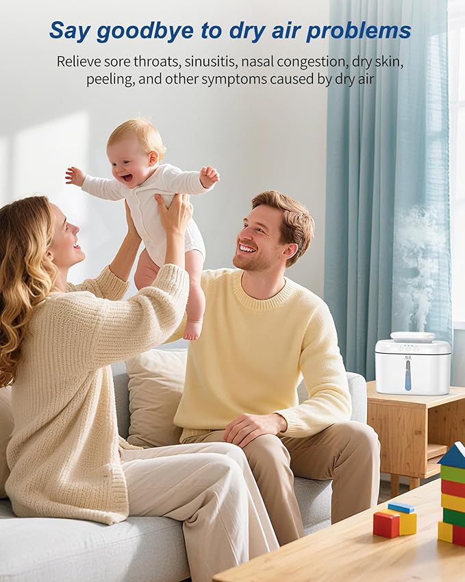 SZO Double Spray Humidifiers for Bedroom Large Room, 2.5L Cool Mist Humidifier - Image 8