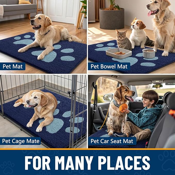 Smiry Dog Door Mat for Muddy Paws, Absorbs Moisture and Dirt, Low-Profile - Image 9