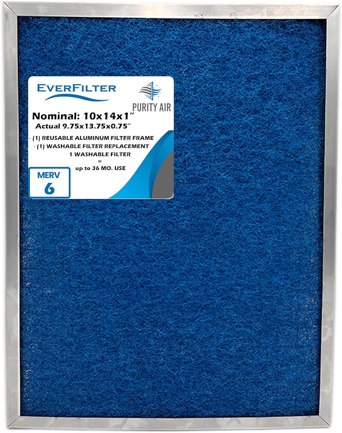 10x14x1 Air Filter MERV 6 Washable Air Filter Media, AC Furnace Filter by PurityAir