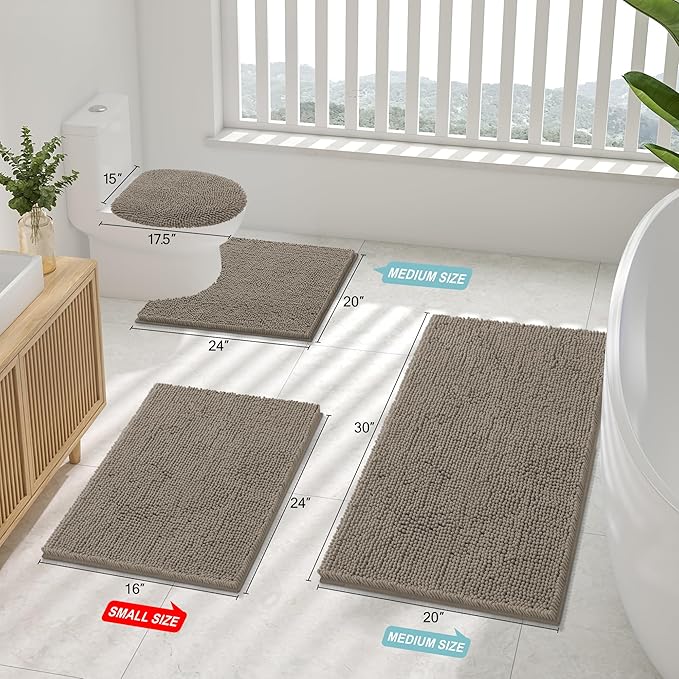 Smiry Luxury Chenille Bathroom Rugs 24x16, Extra Soft and Absorbent Shaggy Bath - Image 2