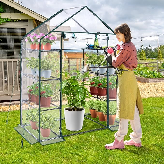 Ohuhu Small Greenhouse for Outdoors: 4 Tiers 6 Shelves Walk-in Indoor Green - Image 2