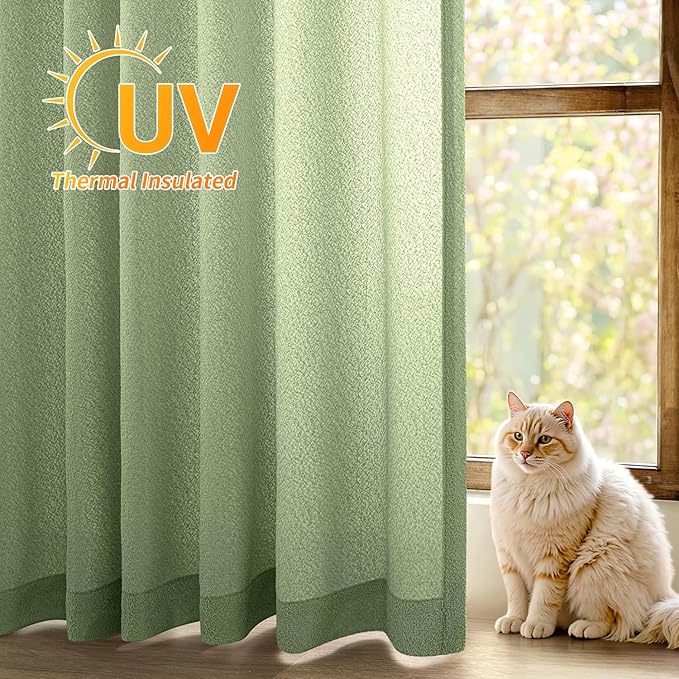 MIULEE Sage Green Thermal Insulated Curtains 96 Inch Long 2 Panels Set - Image 2
