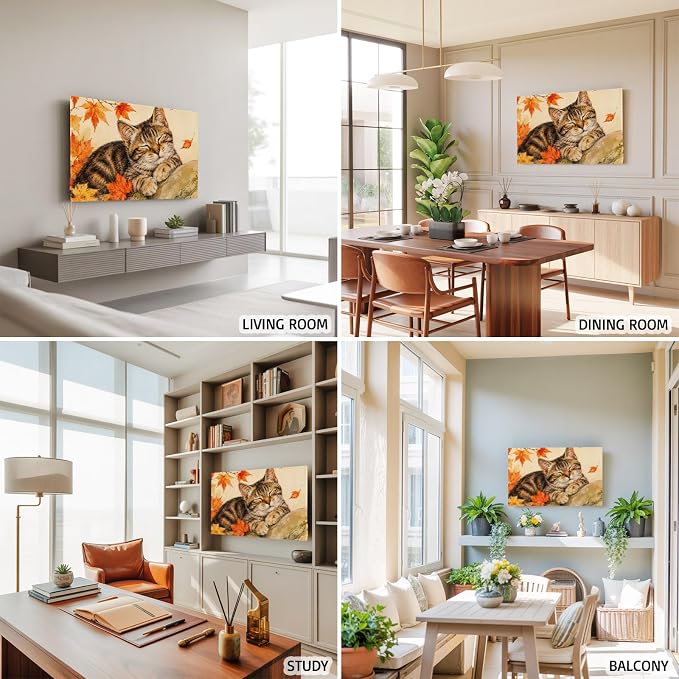 Thanksgiving Cute Tabby Cat Indoor TV Cover, Elastic TV Screen Protector Retro - Image 6