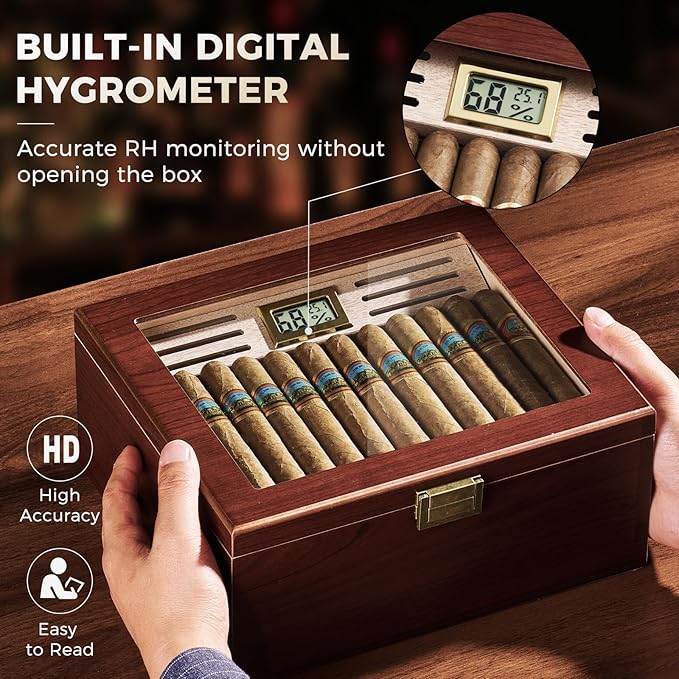 ProCase Wood Cigar Humidor Box, Wooden Desktop Cigar Storage Case, - Image 5