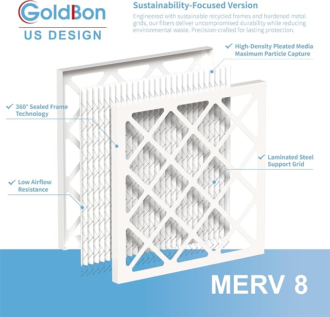 12x12x1 Air Filter 2 PACK, MERV 8 MPR 600 Pleated HVAC AC Furnace Dust Defense - Image 5