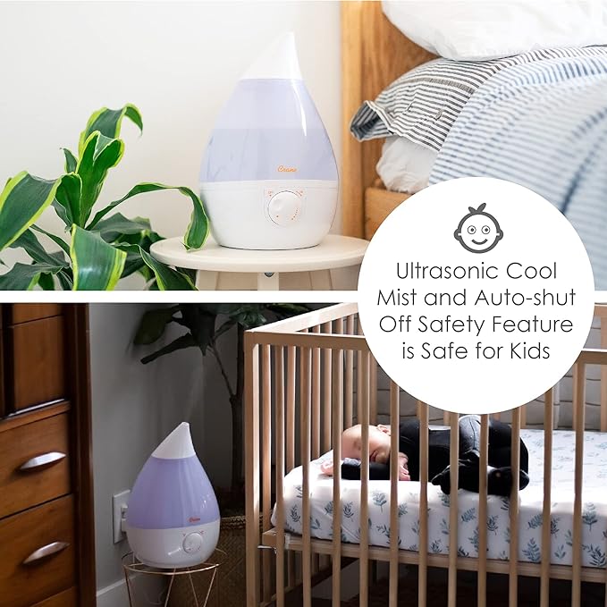 Crane White Drop Ultrasonic Cool Mist Teardrop Humidifier, 1 Gallon Tank - Image 3